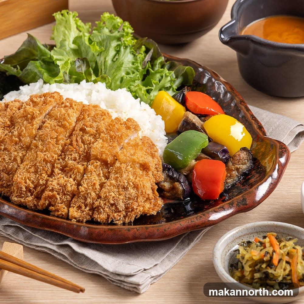 Crispy Pork Cutlet with Rice and Vegetables