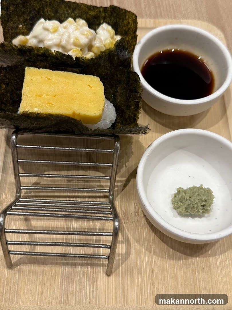 Onigiri with Tamagoyaki and Corn Salad