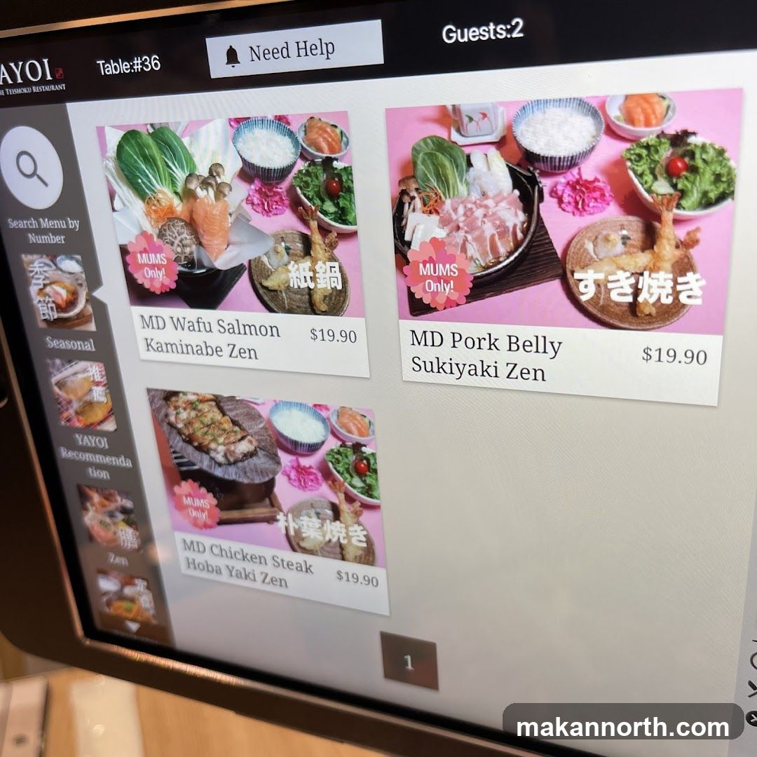 Yayoi Menu
