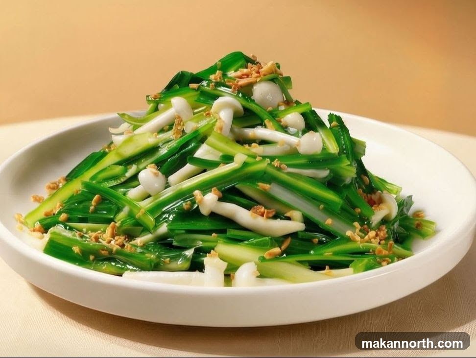 Stir-fried Garlic Sprouts with Mushrooms