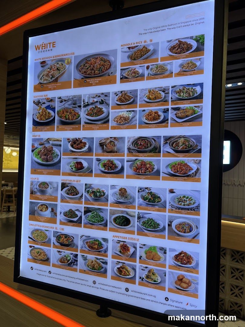 White Restaurant Menu