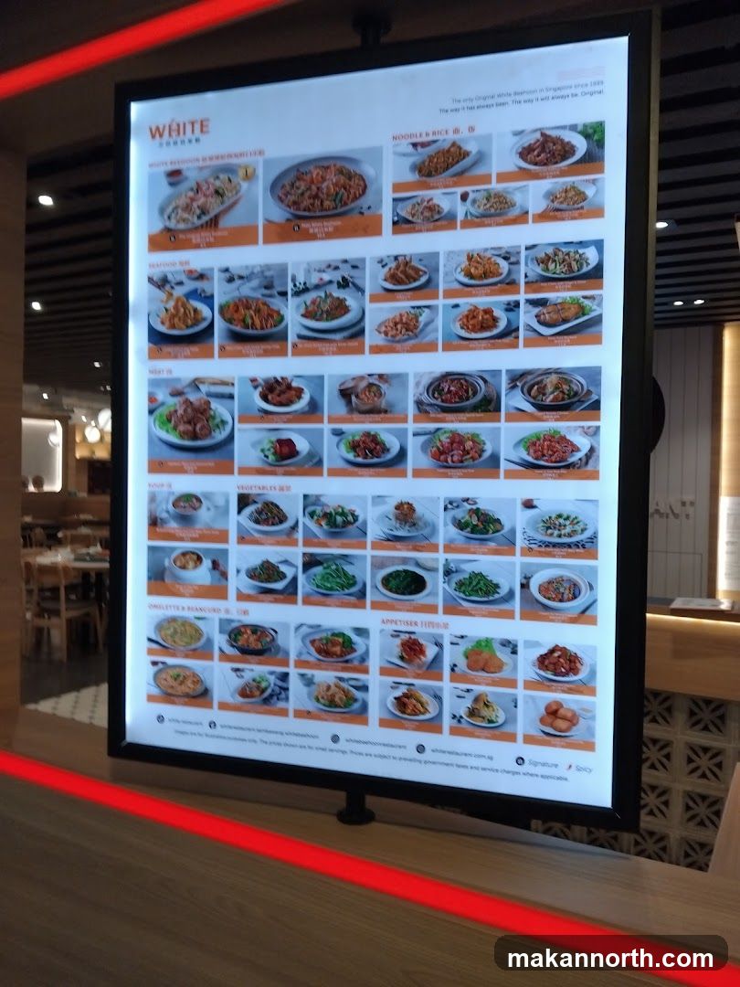 White Restaurant Menu