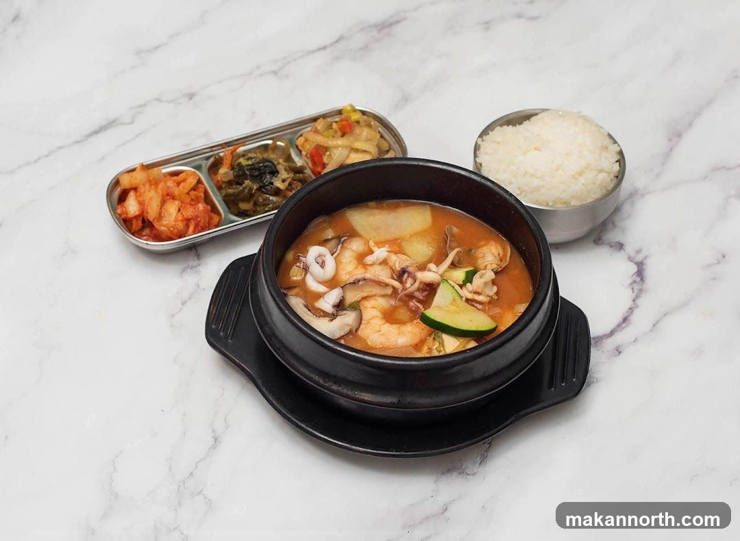 Seafood Stew with Rice and Side Dishes