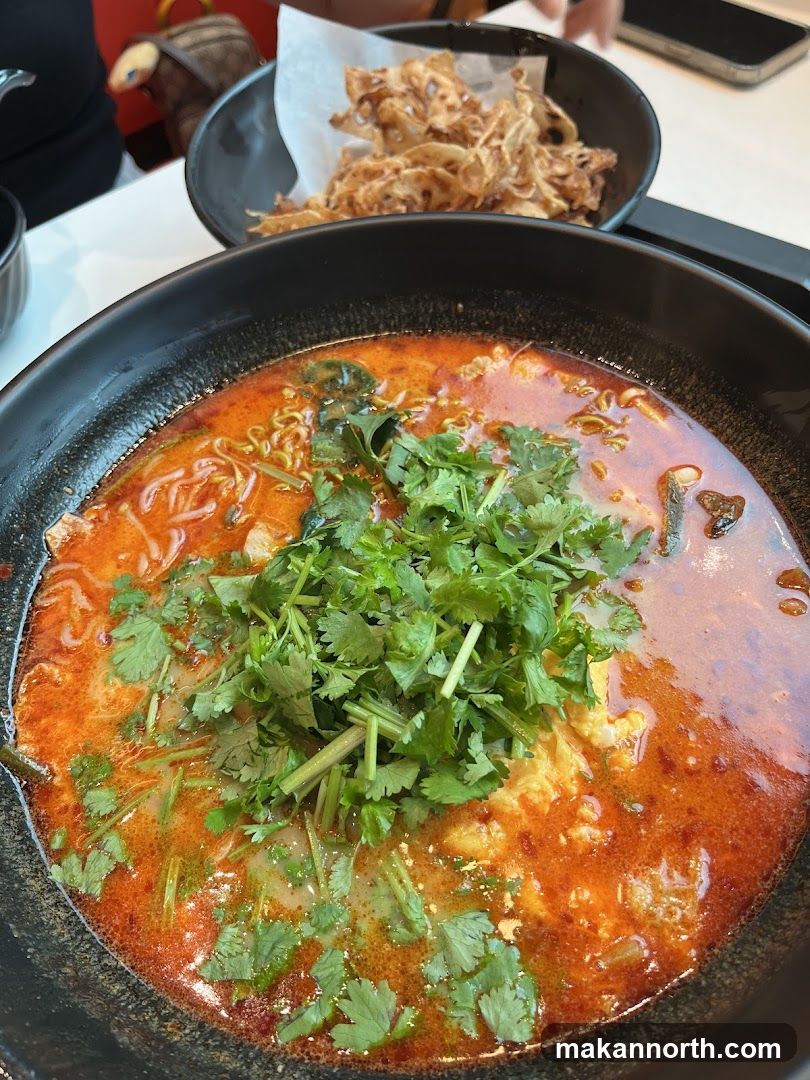 Spicy Noodle Soup with Crispy Side