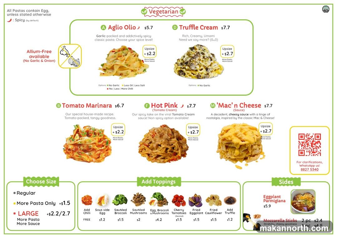 Pasta Menu