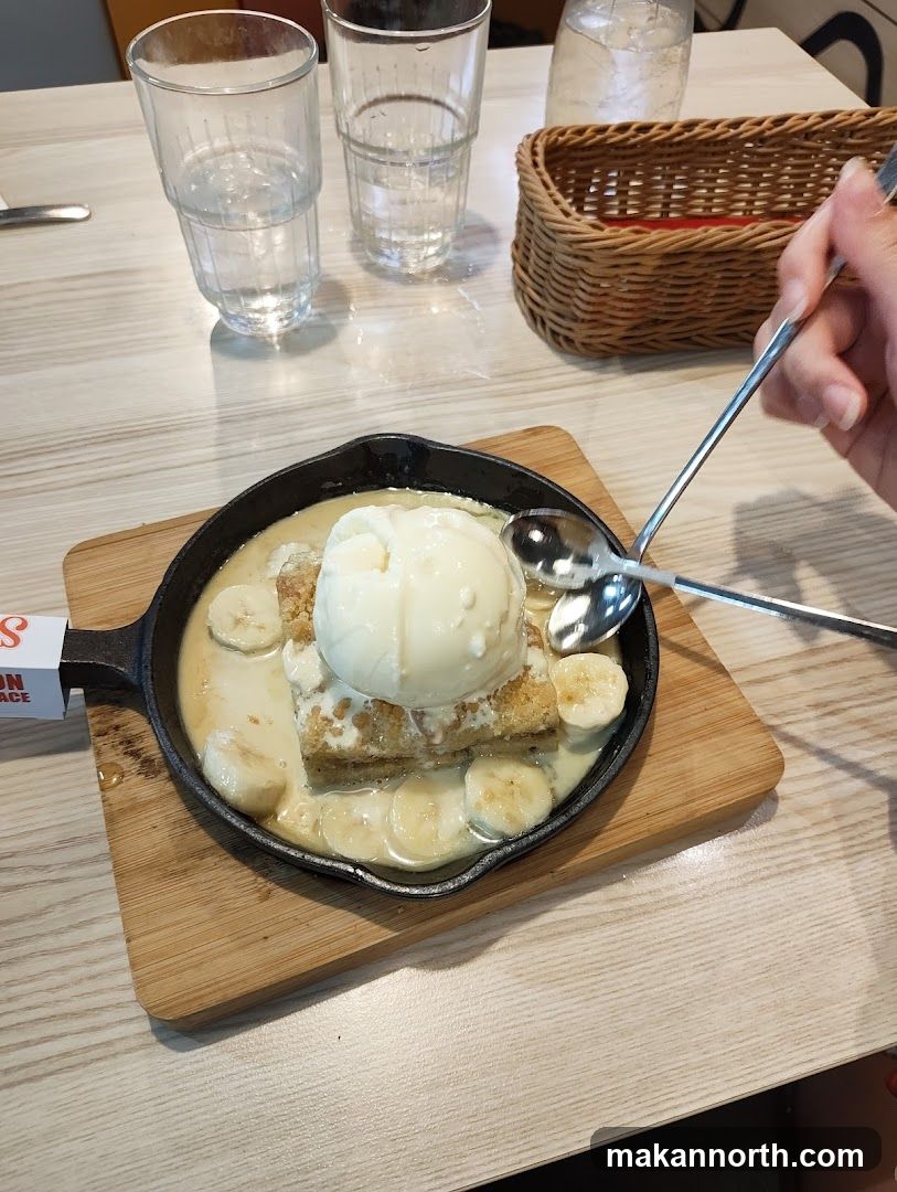 Warm Banana Crumble with Ice Cream