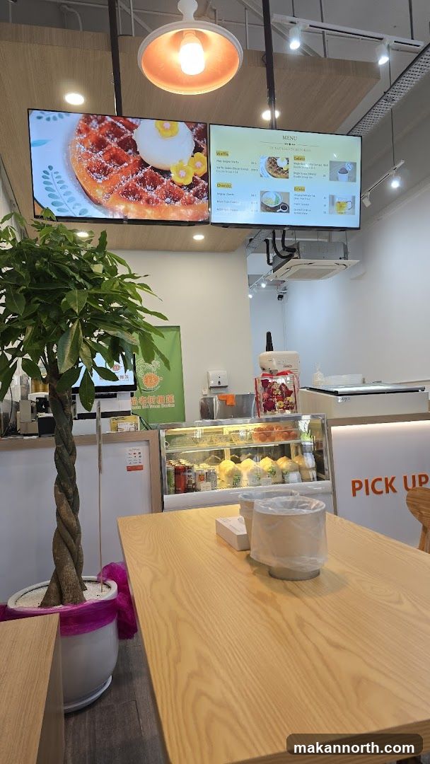 Cafe Interior with Menu and Display Case