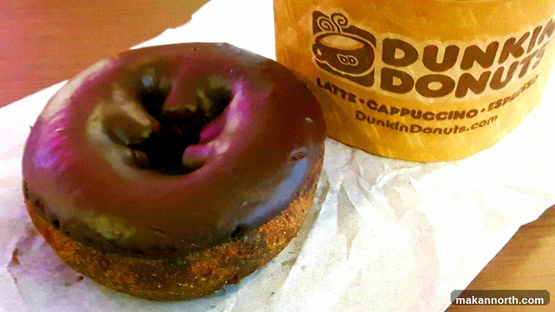 Dunkin' Donuts Chocolate Frosted Donut and Coffee Cup