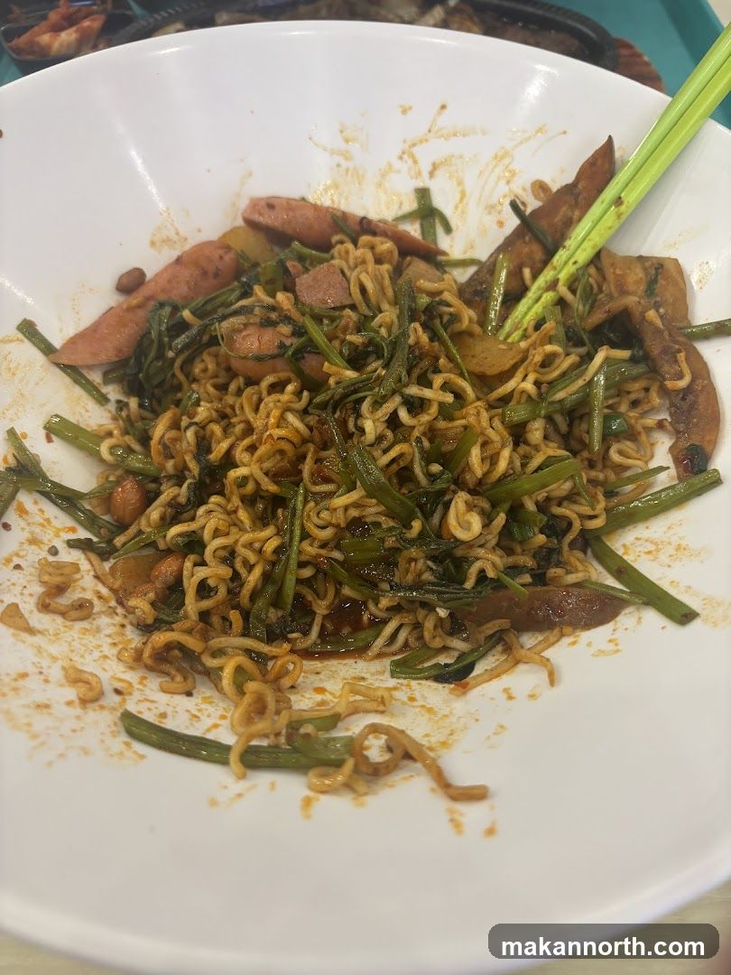 Spicy Noodles with Sausage and Vegetables