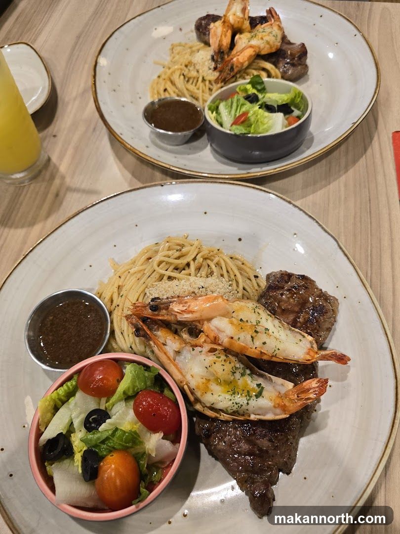 Steak and Shrimp Pasta