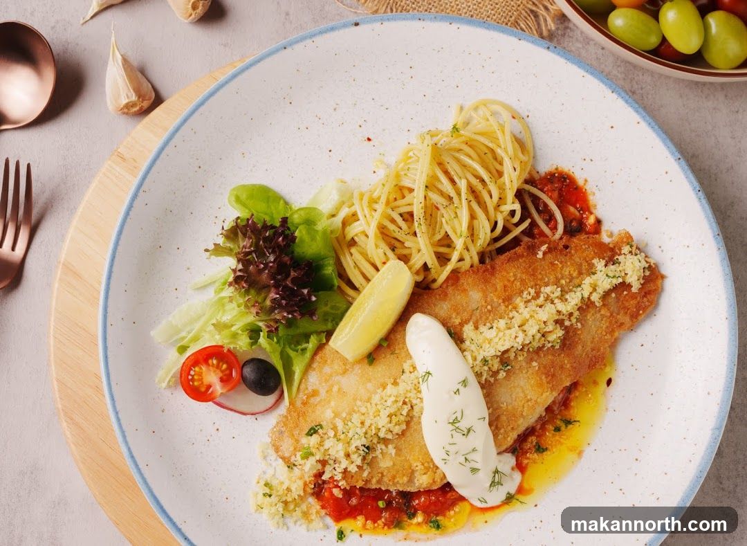 Breaded Fish with Spaghetti