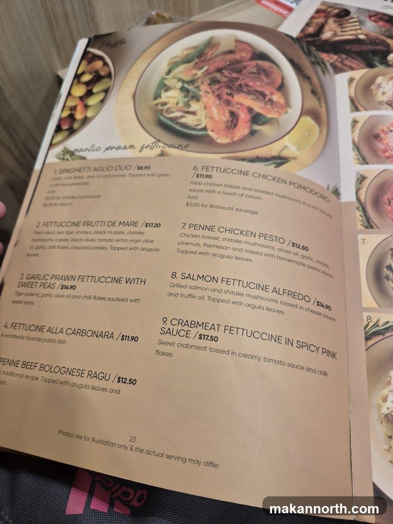 Pasta Menu