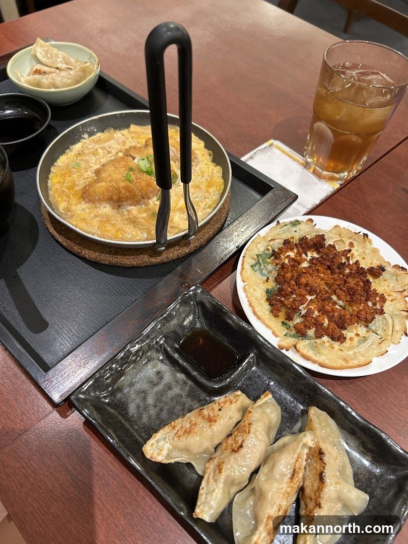 Japanese Meal with Gyoza and Katsu