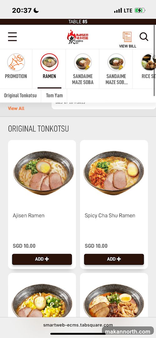 Ajisen Ramen Menu
