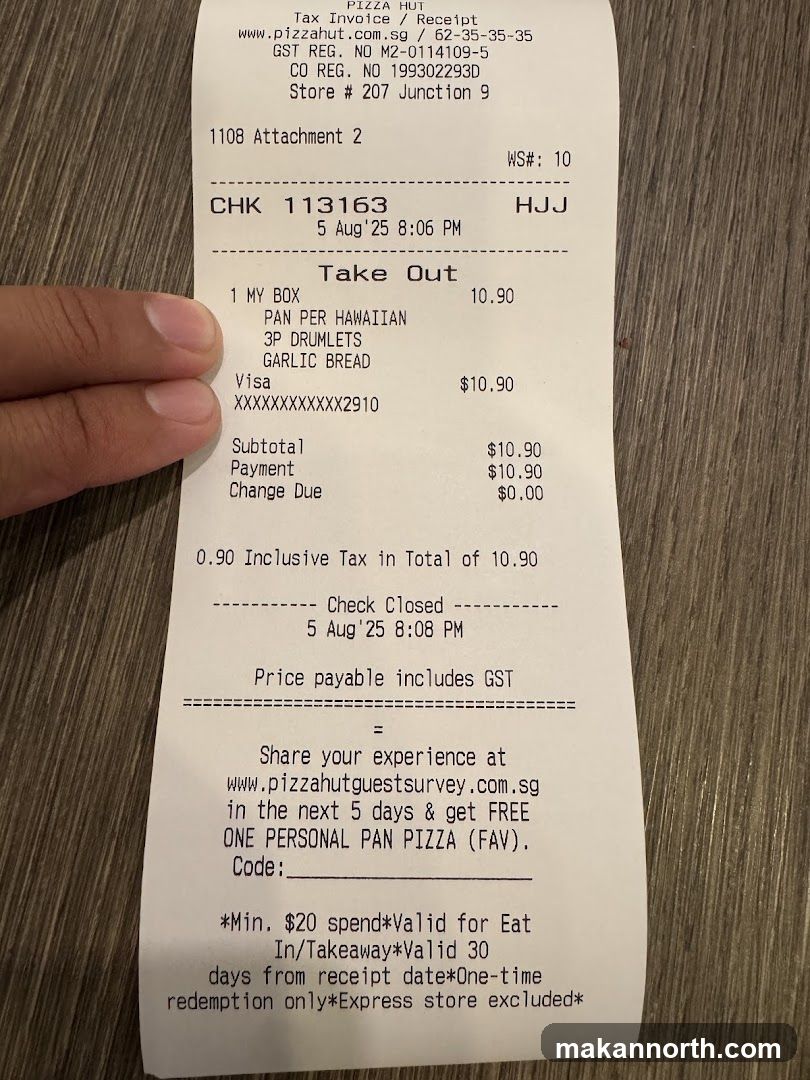 Pizza Hut Receipt
