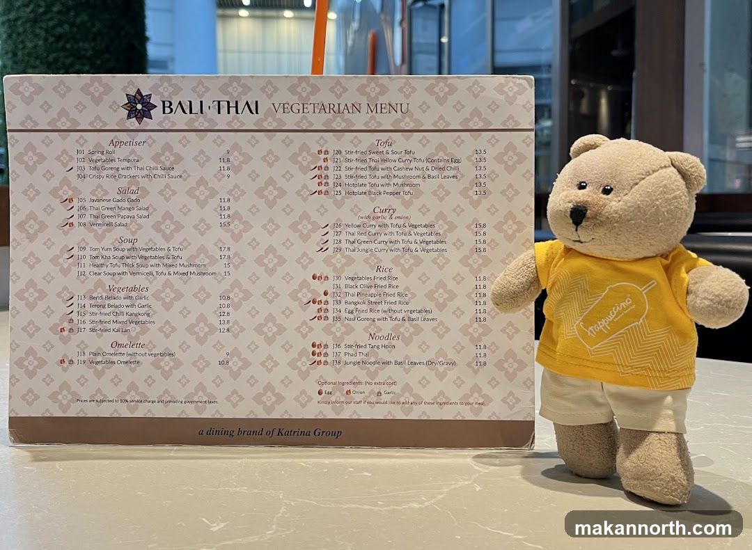 BALI THAI VEGETARIAN MENU