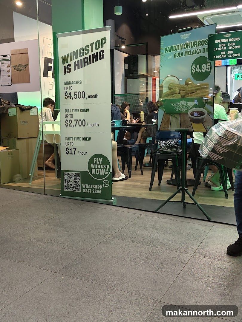 Wingstop Hiring Banner and Menu
