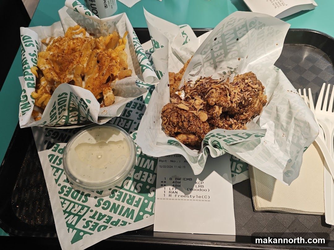 Chicken wings and fries
