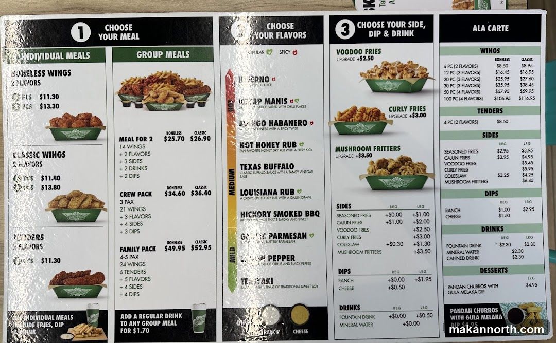 Wing Menu