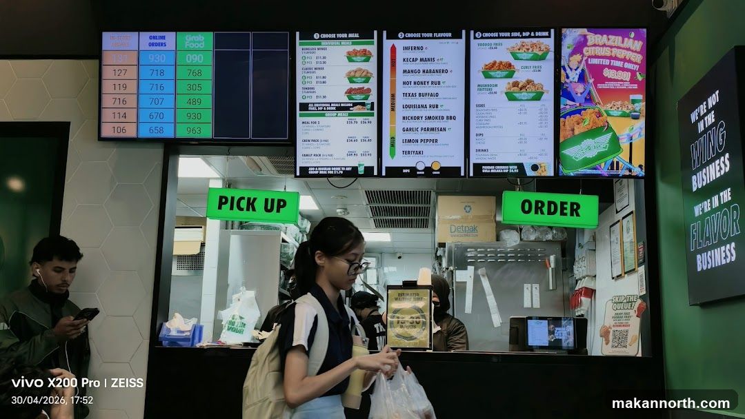 Wing Stop Menu and Order Screen