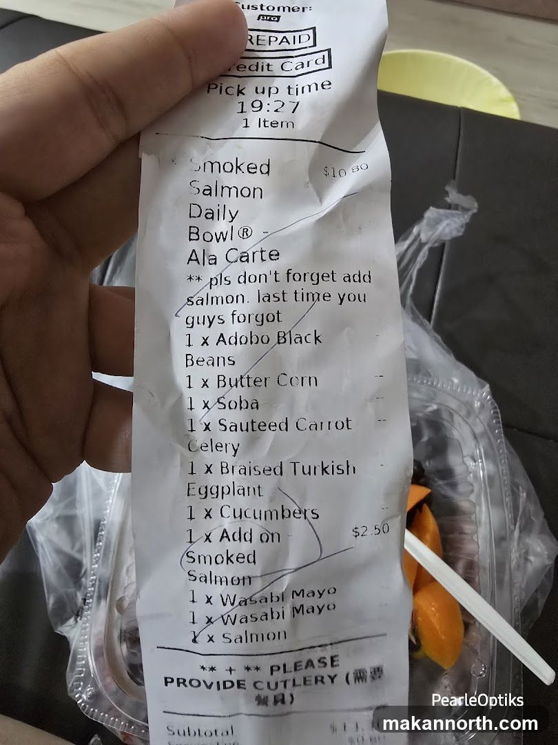 Receipt with Food Order