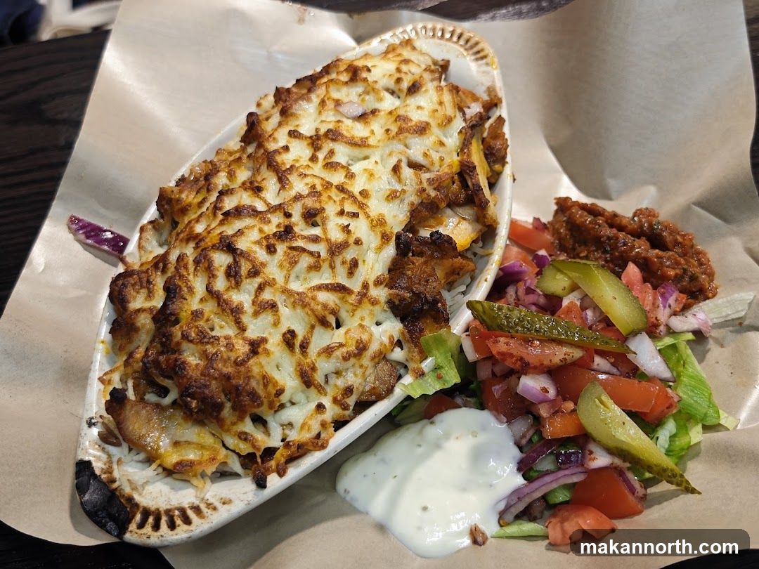 Cheesy Meat Dish with Salad