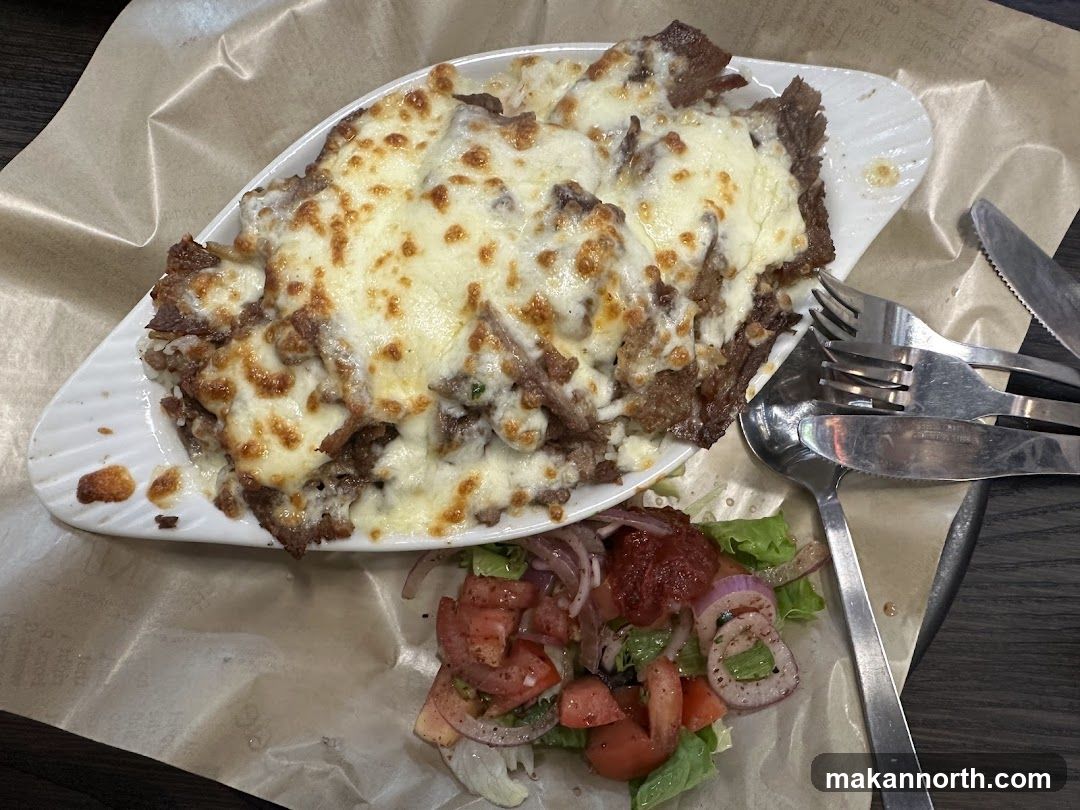 Cheesy Beef and Rice Dish with Side Salad
