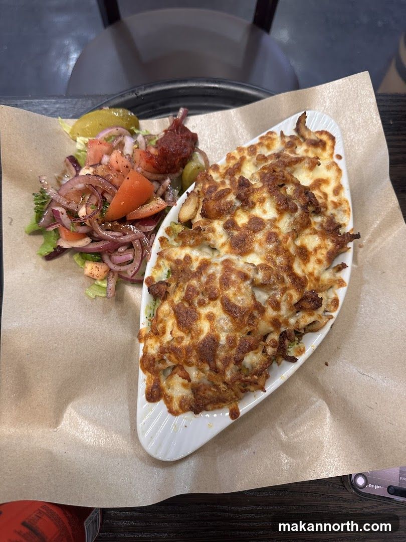 Cheesy Baked Dish with Side Salad