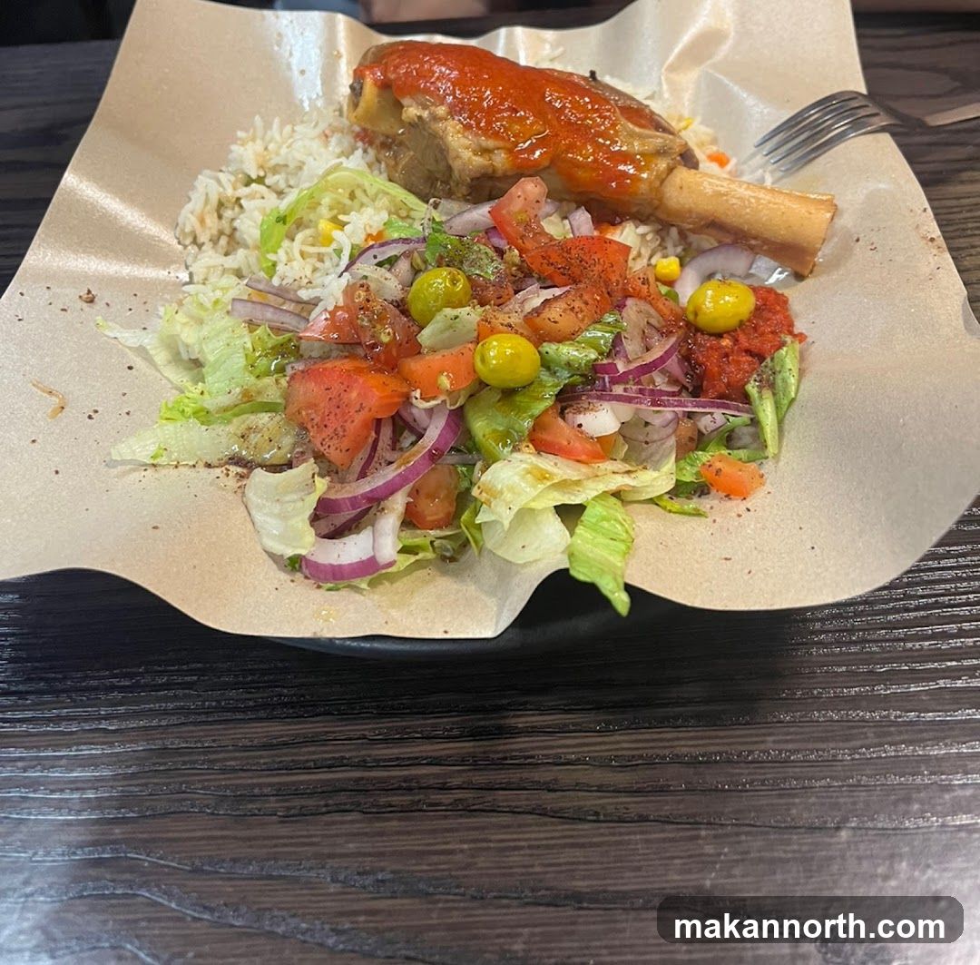 Lamb Shank with Rice and Salad