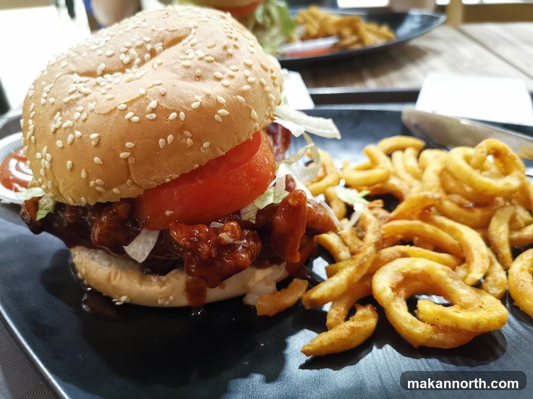 Burger and Curly Fries