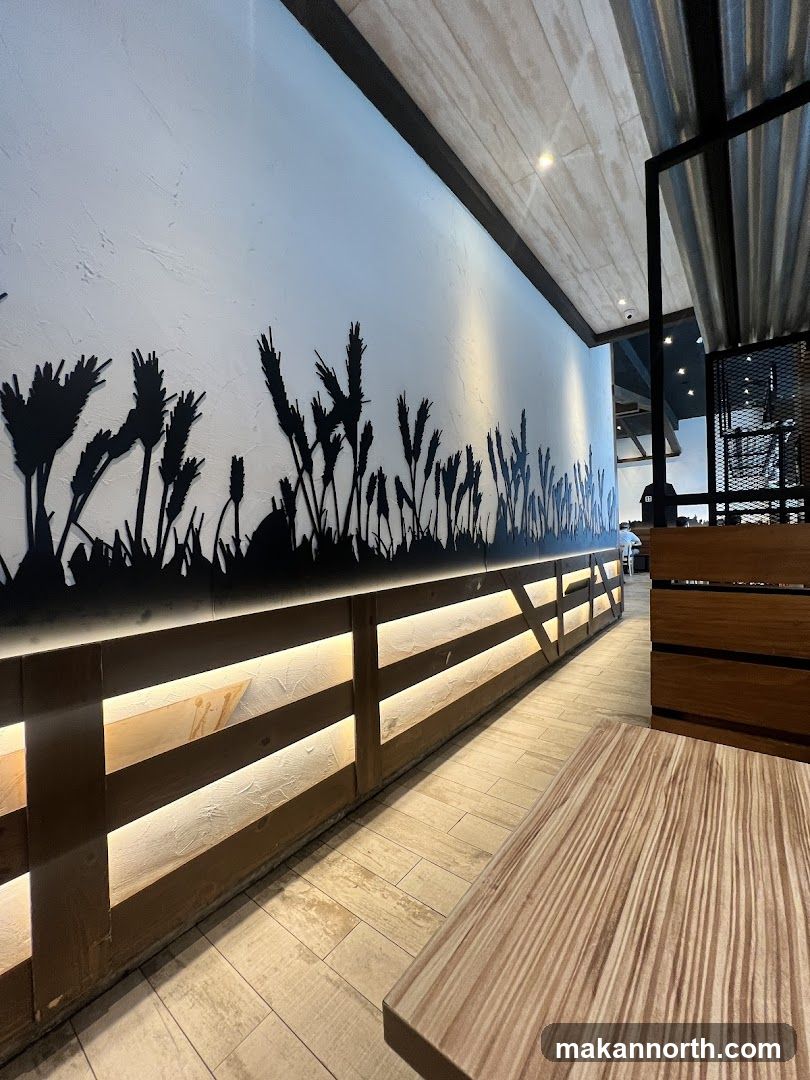 Restaurant Interior with Wheat Silhouette Decor