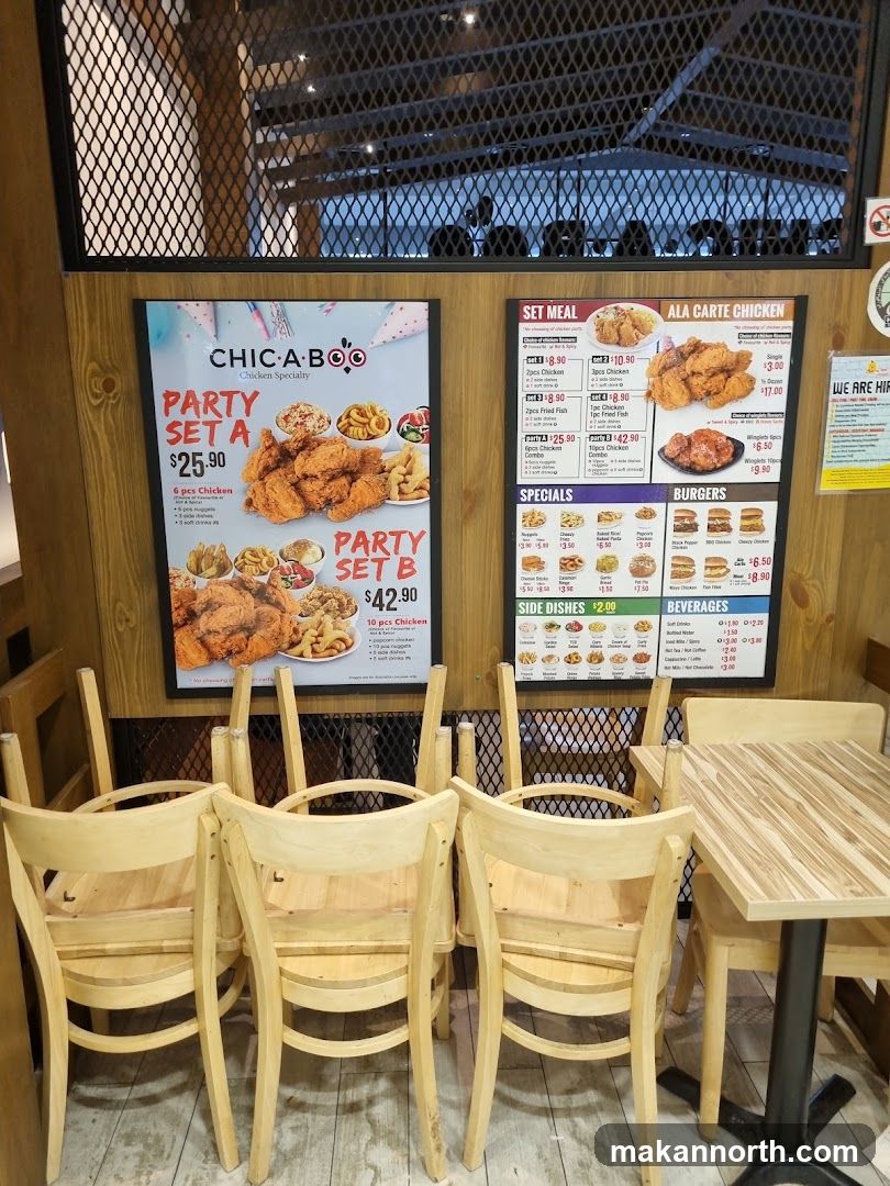 Chic-A-Boo Menu and Seating