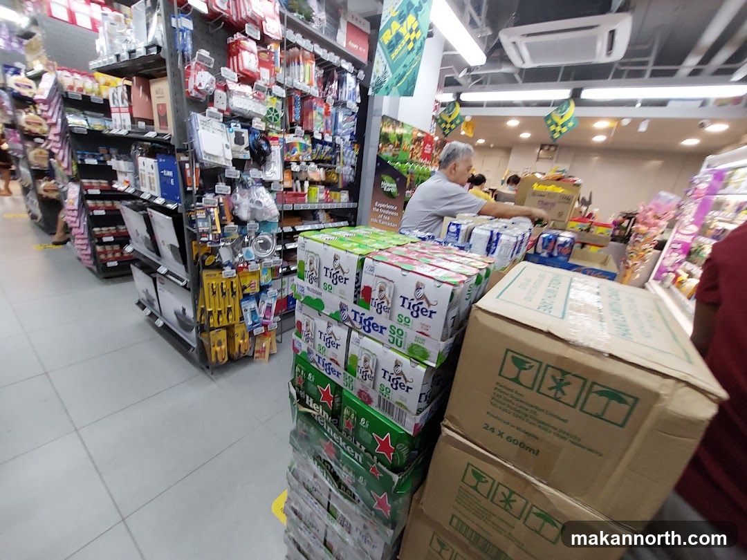 Store Aisles with Beverages and Merchandise