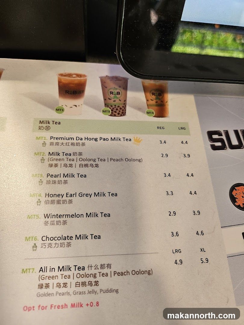 Milk Tea Menu