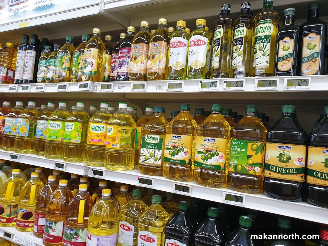 Bottles of Olive Oil on Shelves