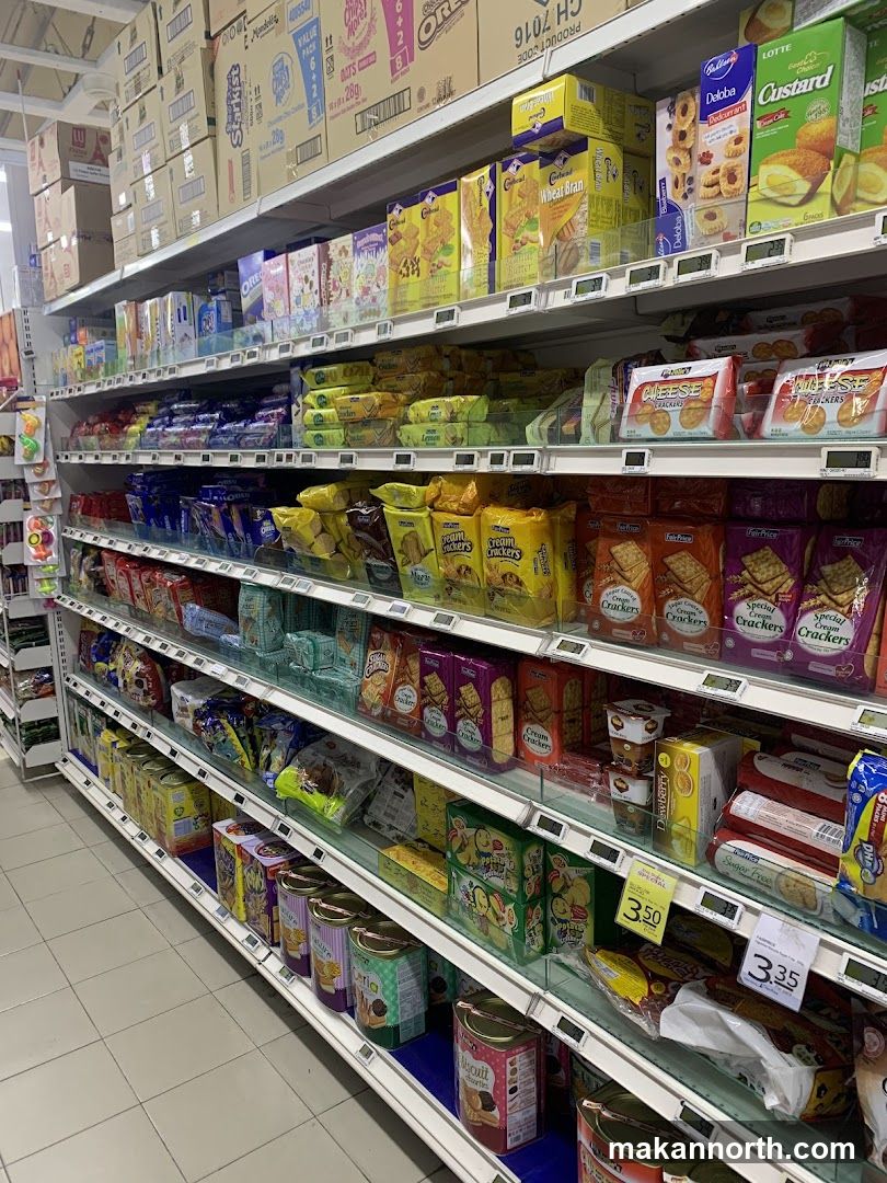Biscuits and Crackers on Shelves
