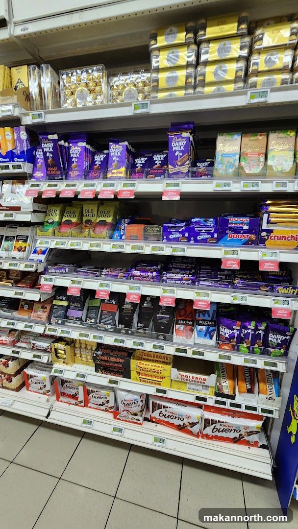 Chocolate Bars and Candies on Shelves