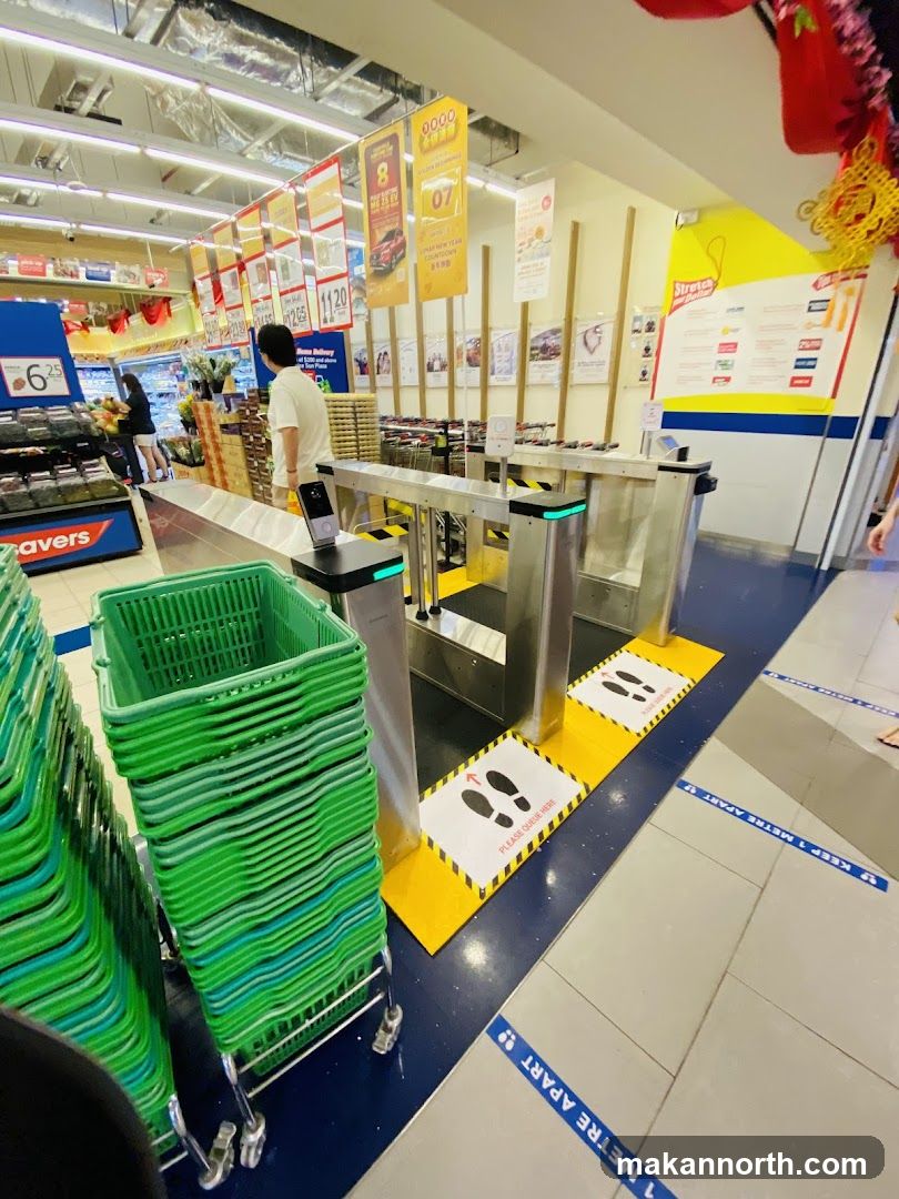 Supermarket Entrance with Social Distancing Markers