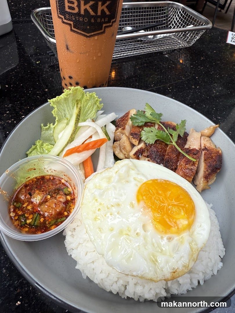 Thai Iced Tea and Rice Dish