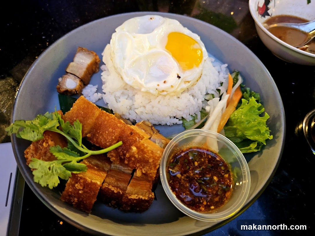 Crispy Pork Belly with Rice and Fried Egg
