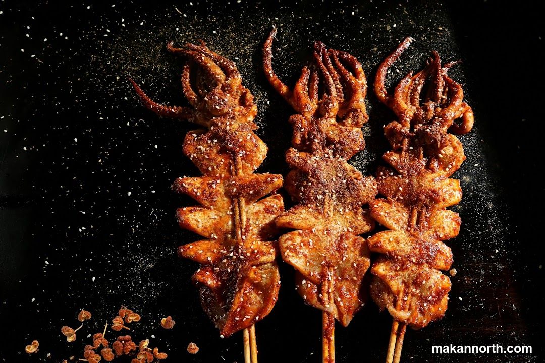 Spicy Grilled Squid Skewers