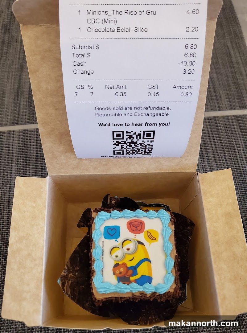 Receipt and Minion-themed Pastry