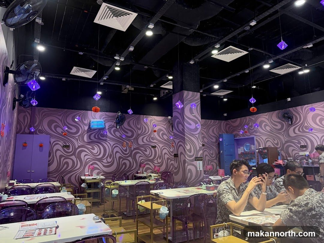 Restaurant Interior with Purple Decor