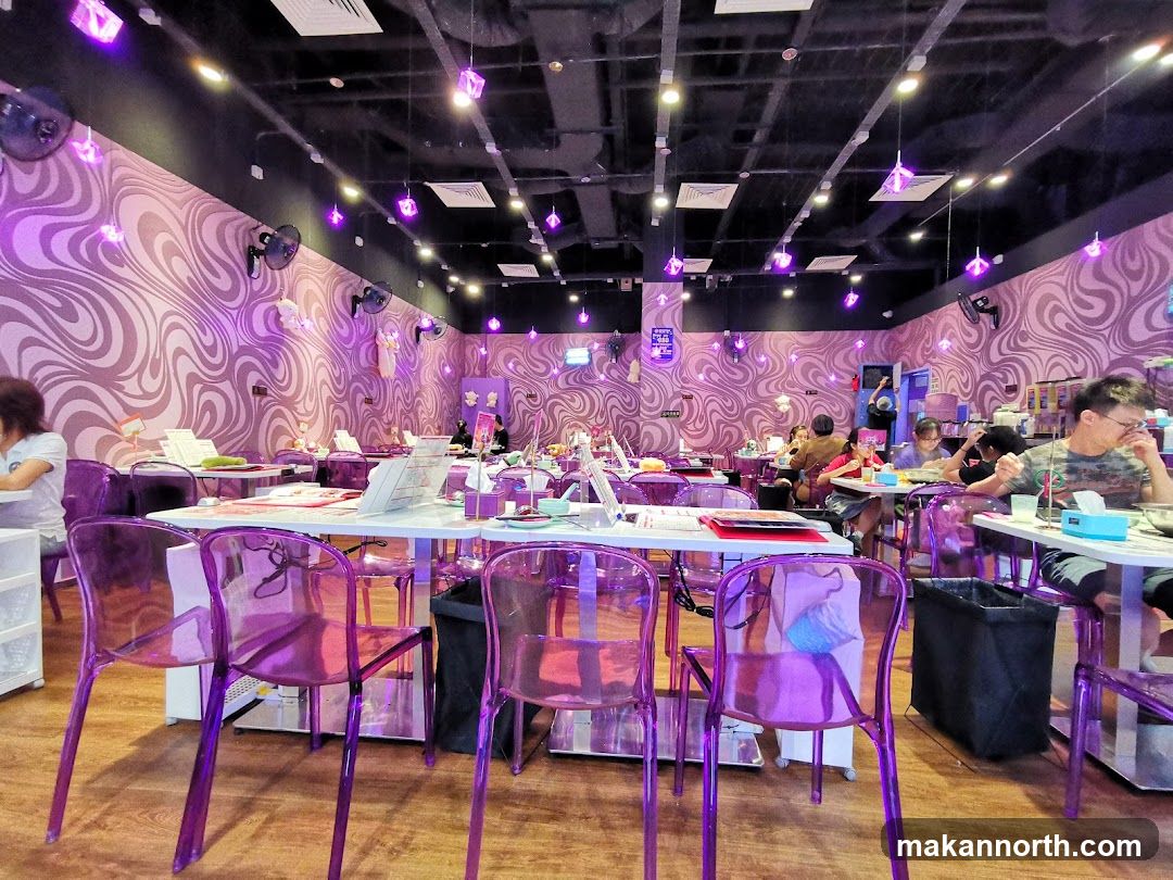 Restaurant Interior with Purple Decor