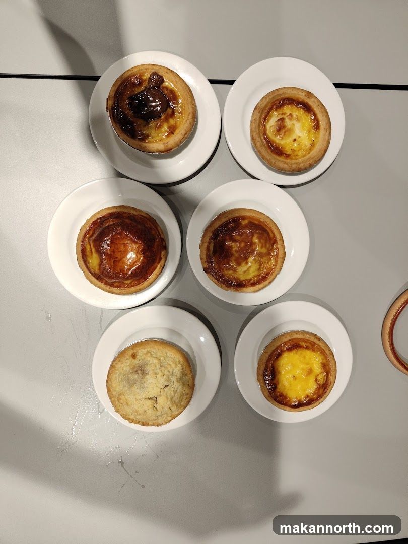 Six Pastries on Plates