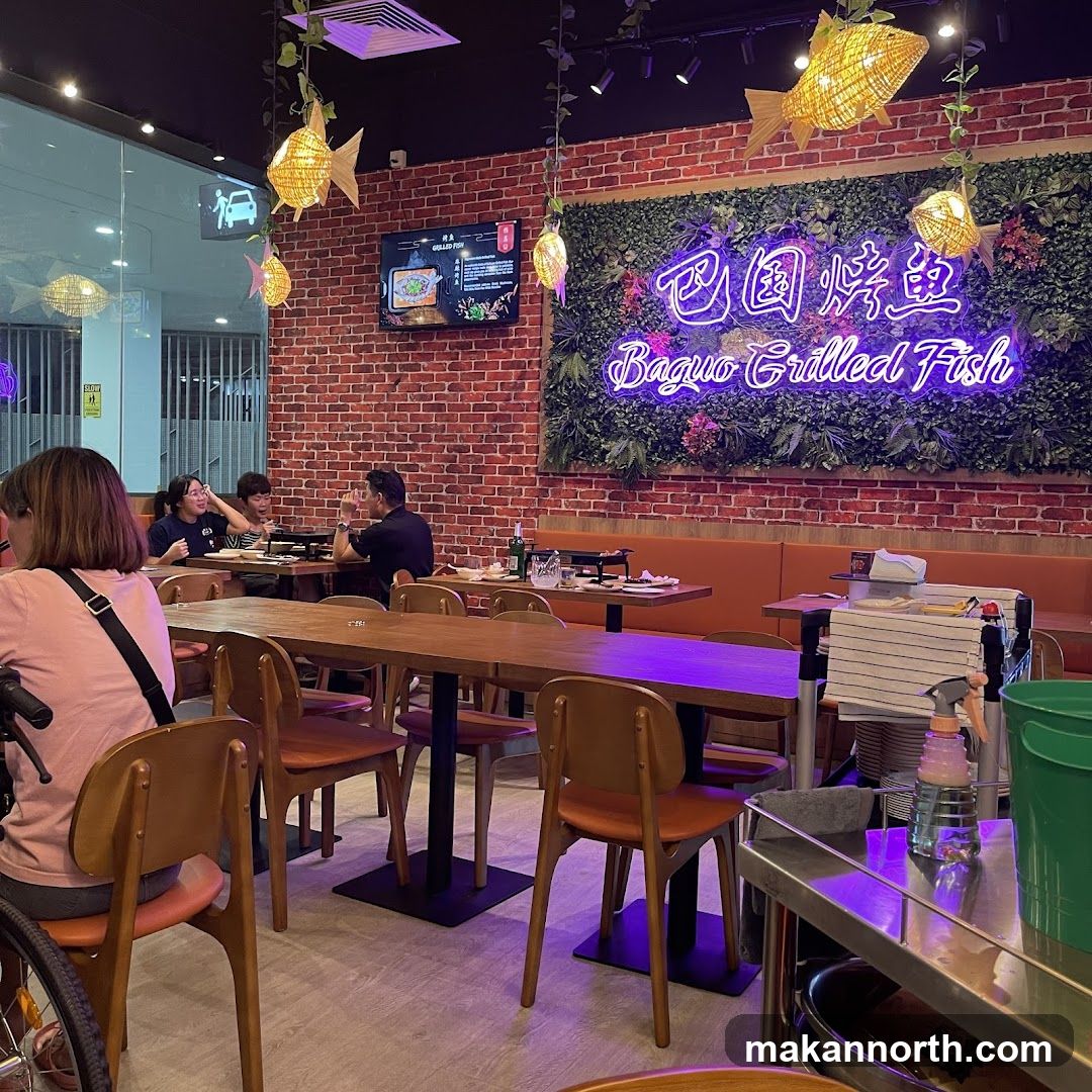 Restaurant Interior with Neon Sign