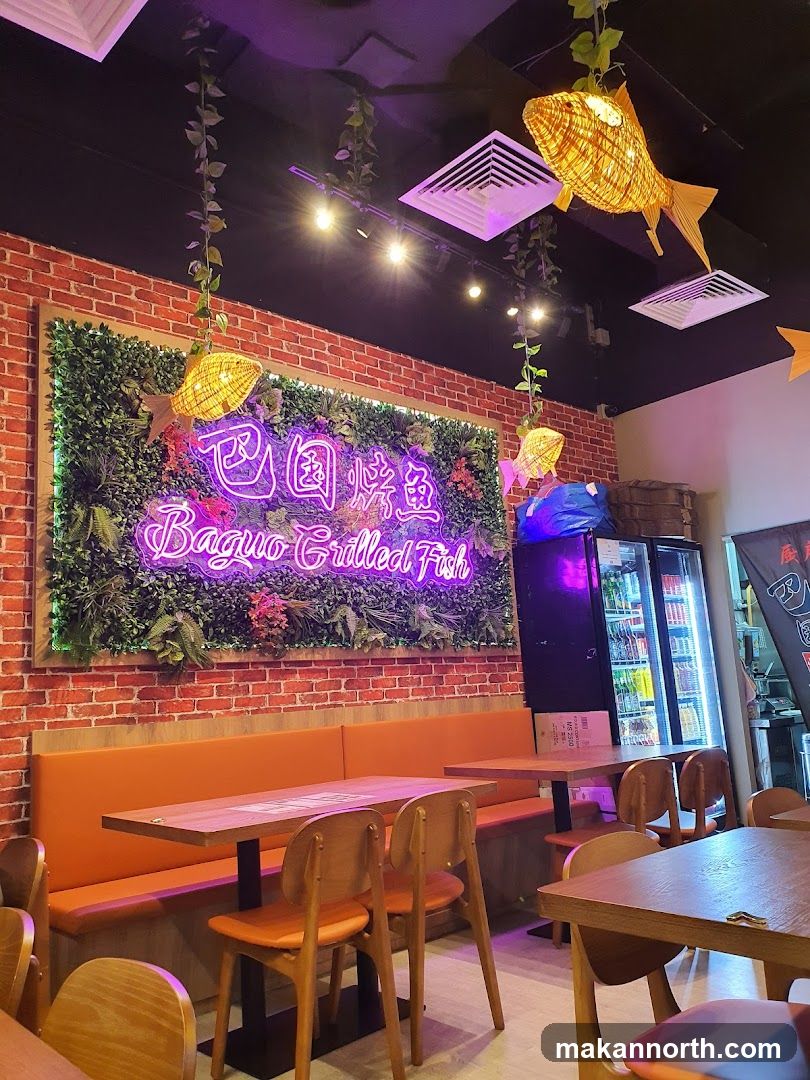 Restaurant Interior with Neon Sign