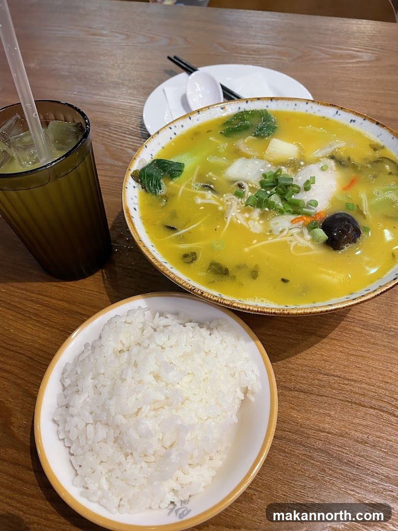Fish Soup with Rice and Drink