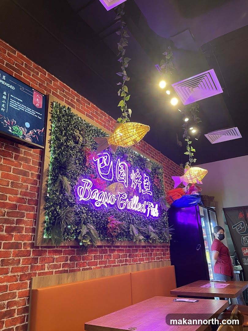 Restaurant Interior with Neon Sign