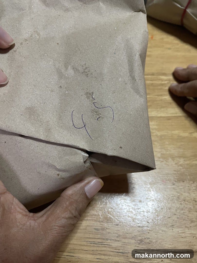 Brown paper bag with writing